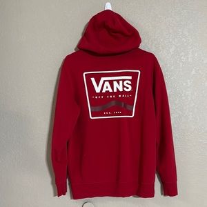 Vans Red pull over hoodie off the wall logo